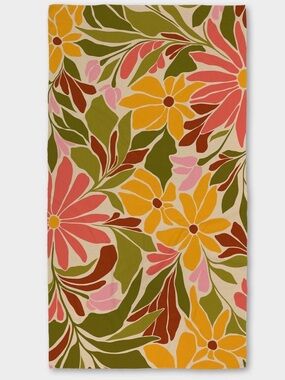 NEW Geometry Luxe Bath Towel in Blooming Tan Flowers Lightweight Oversized